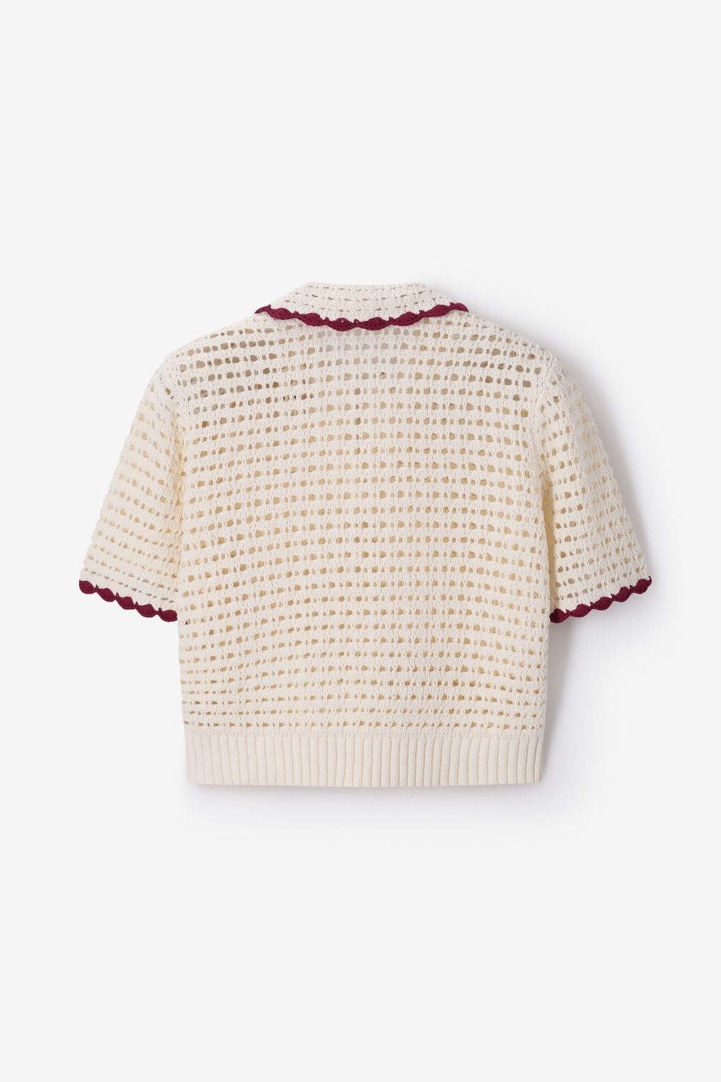 Pull ajouré avec col V - blanc