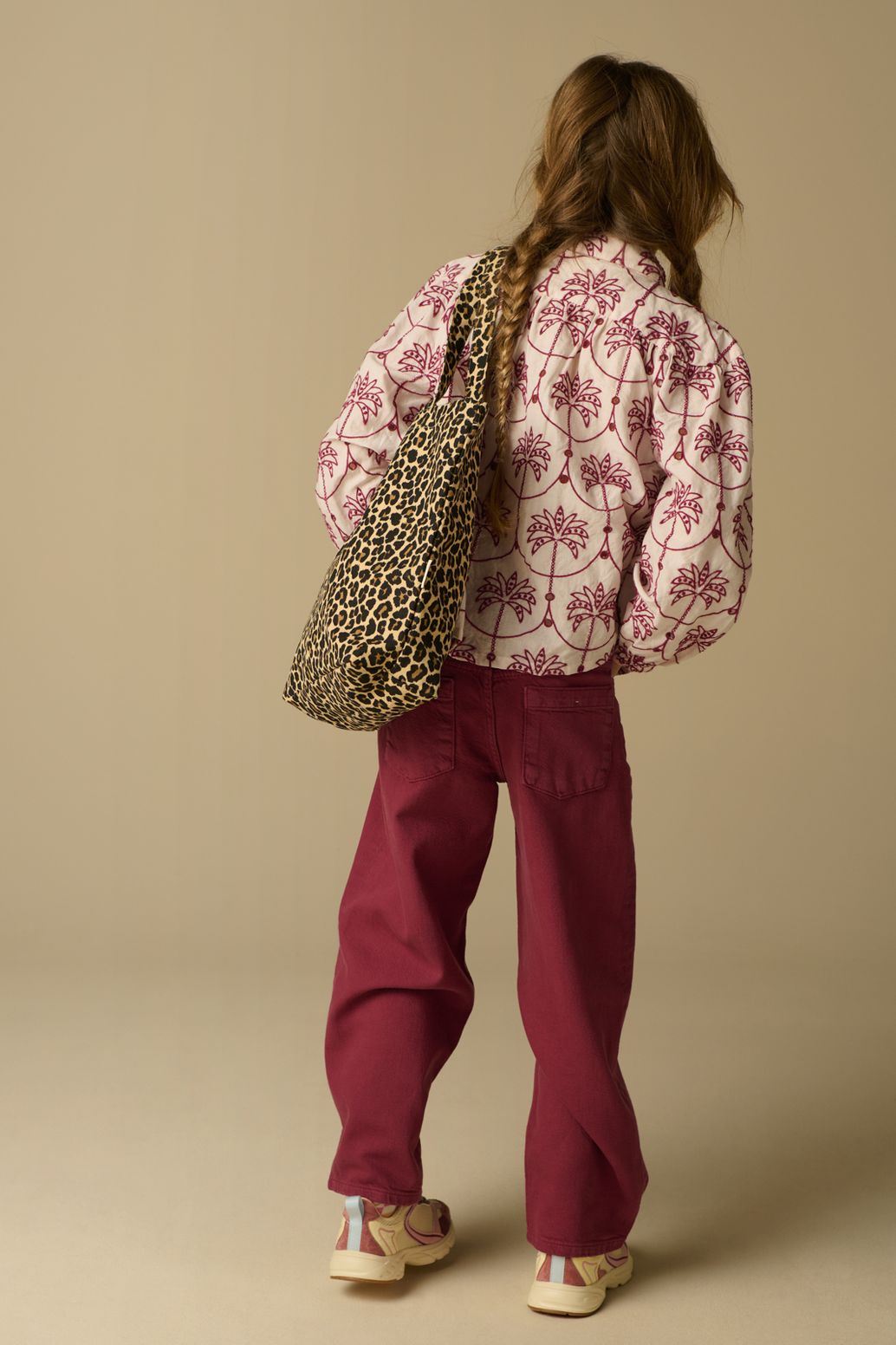 Donkerroze barrel jeans