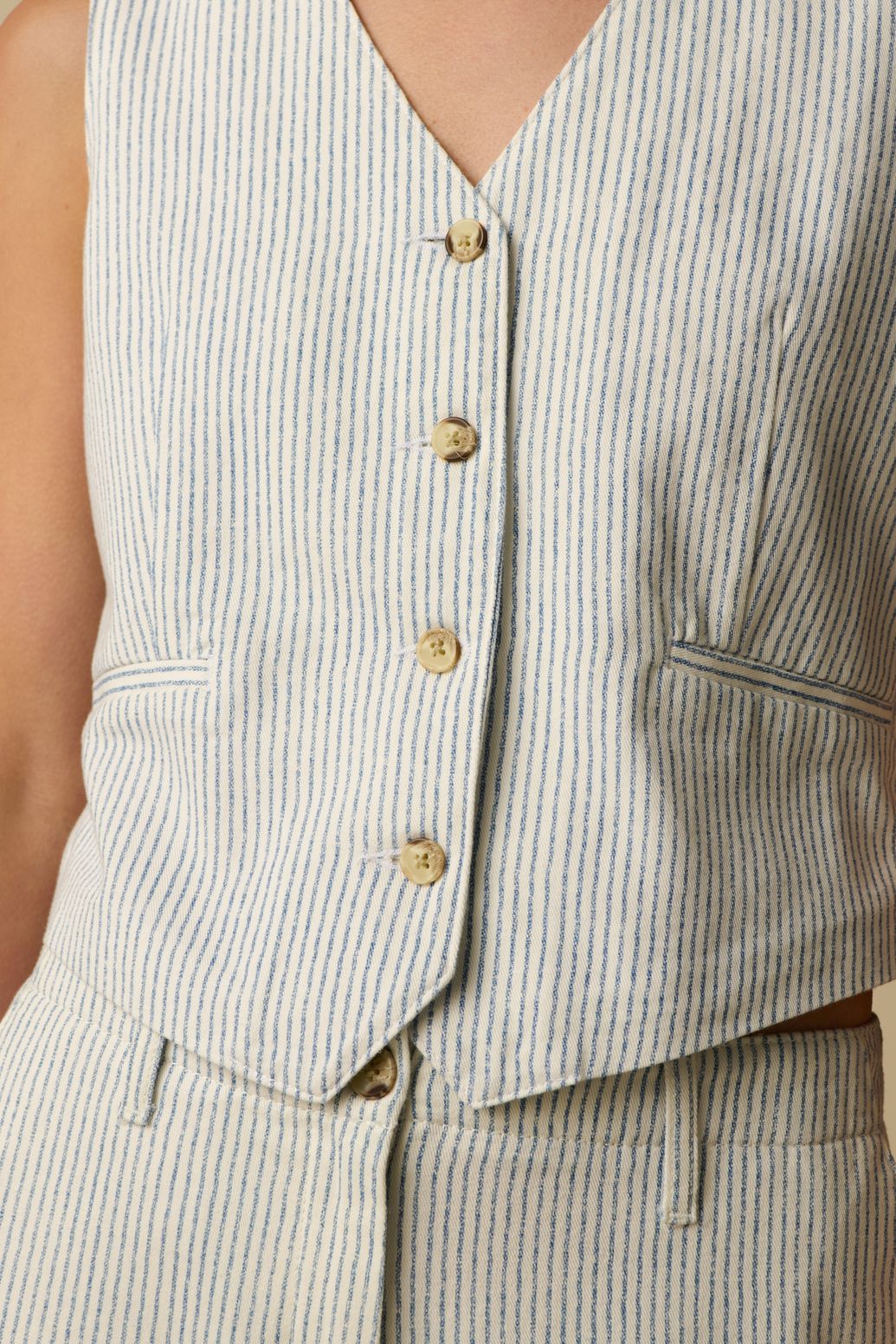 Gilet sans manches rayé - blanc