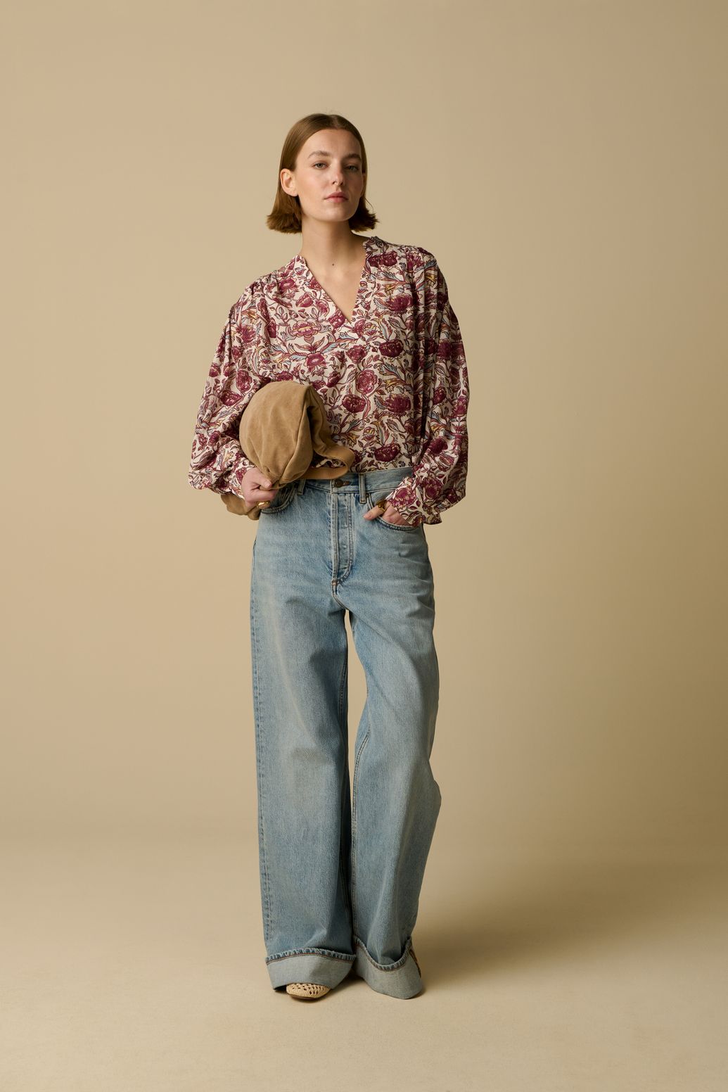 Blouse avec imprimé fleuri - blanc