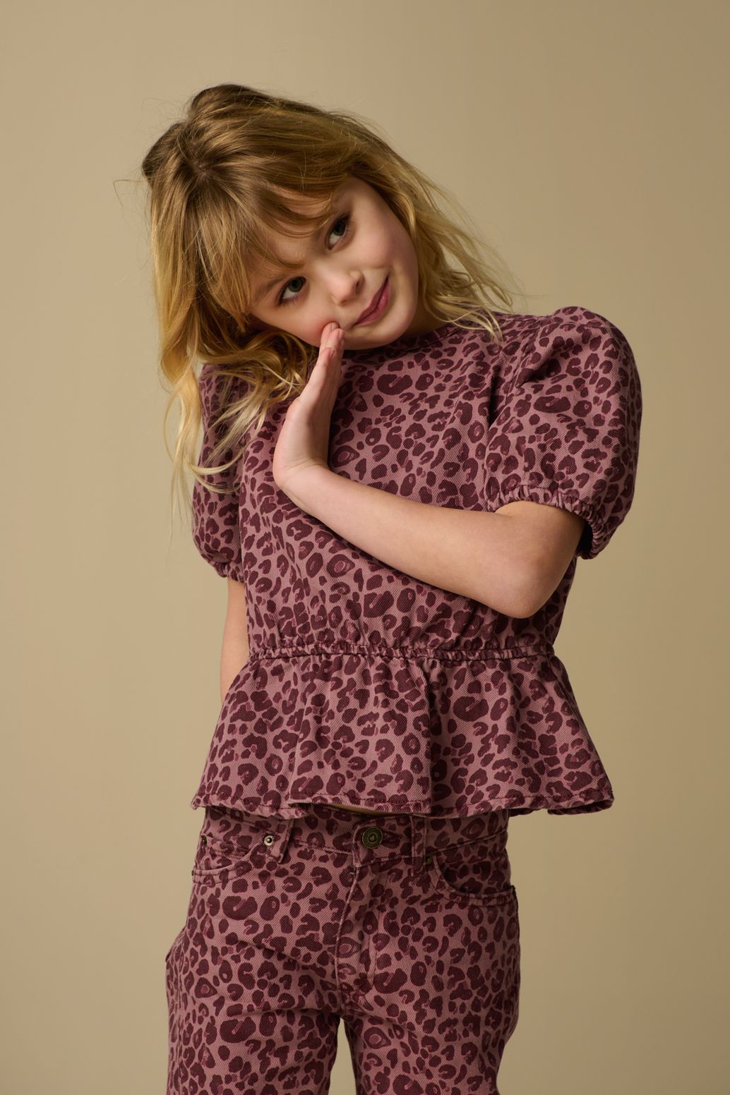 Roze top met leopard print