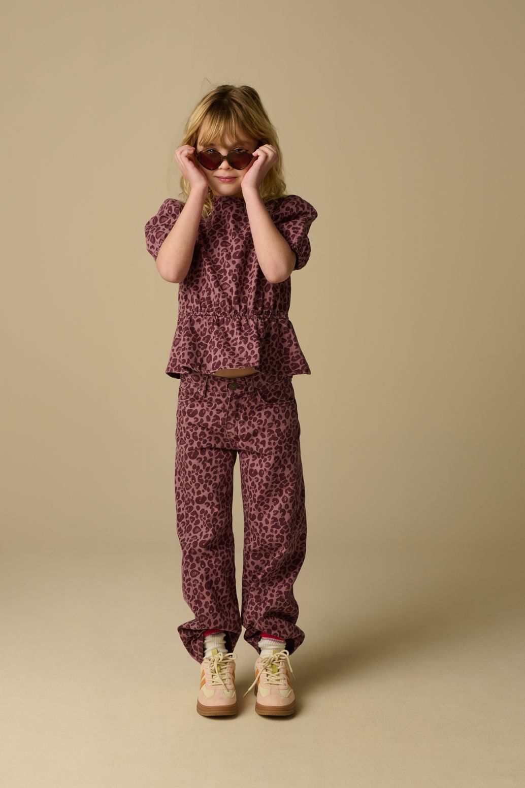 Roze top met leopard print