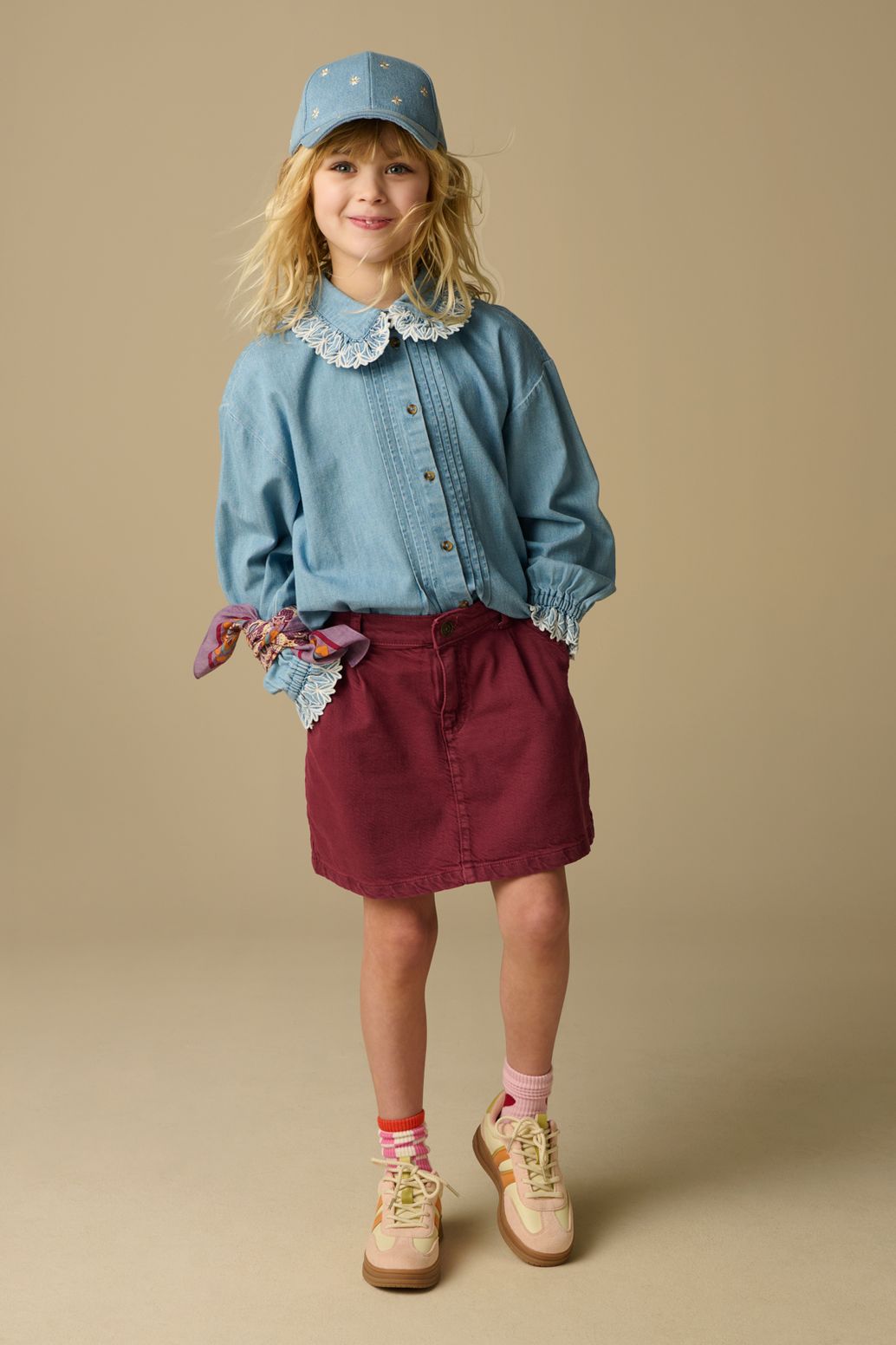 Donkerroze denim rok