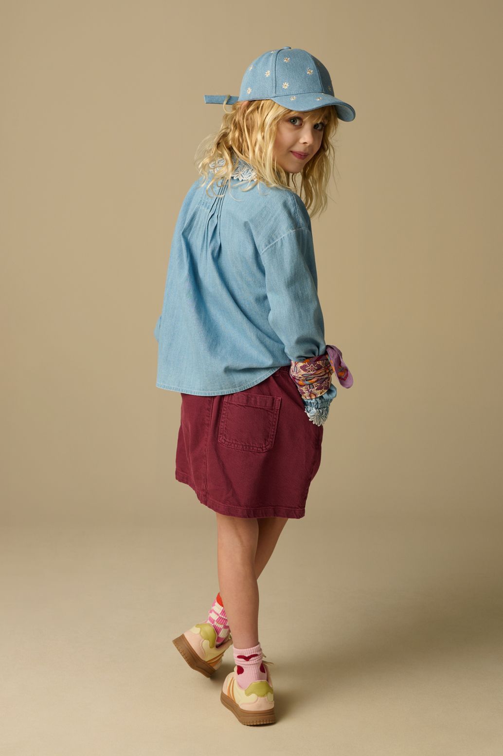 Donkerroze denim rok