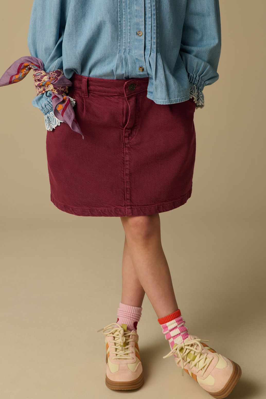 Donkerroze denim rok