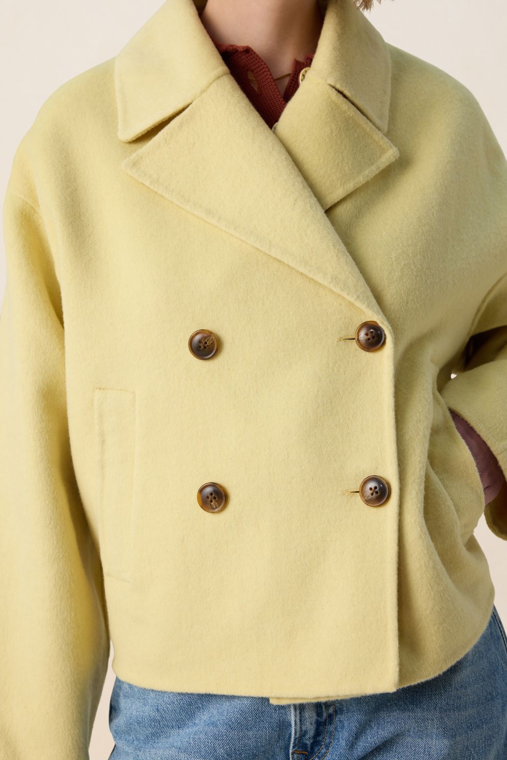 Caban en laine - jaune clair