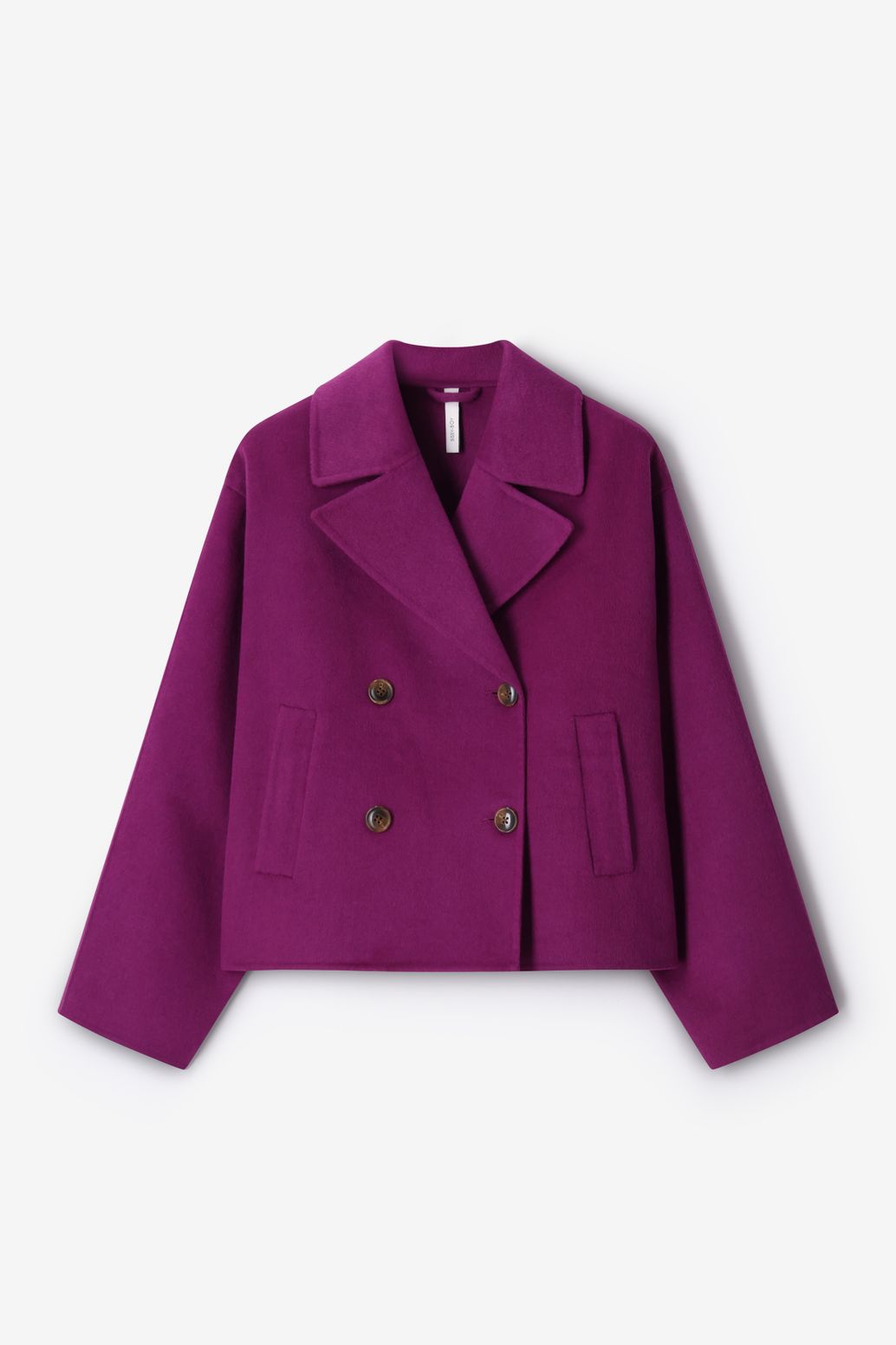 Paarse wollen peacoat jas