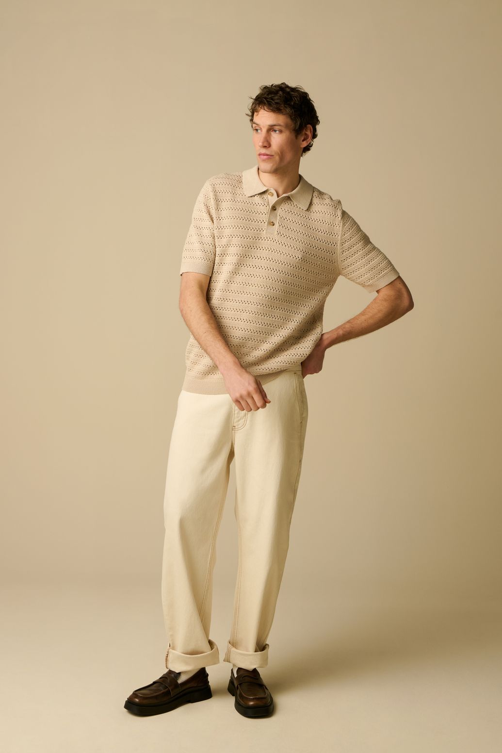 Polo tricoté - beige