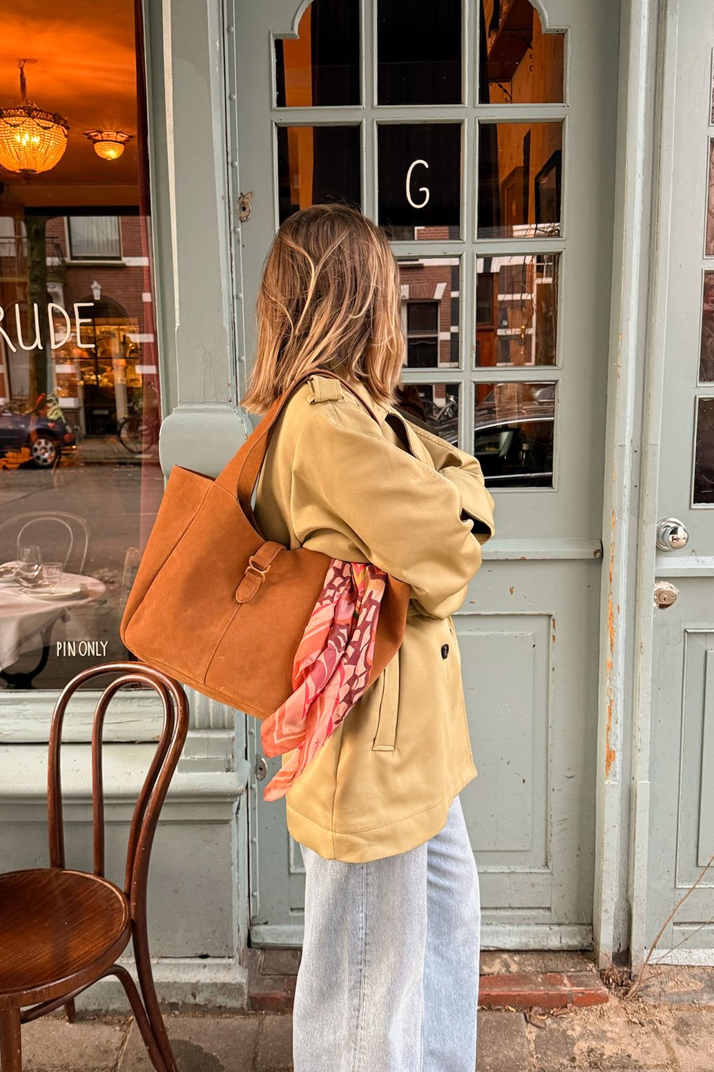 Bruine suède shopper