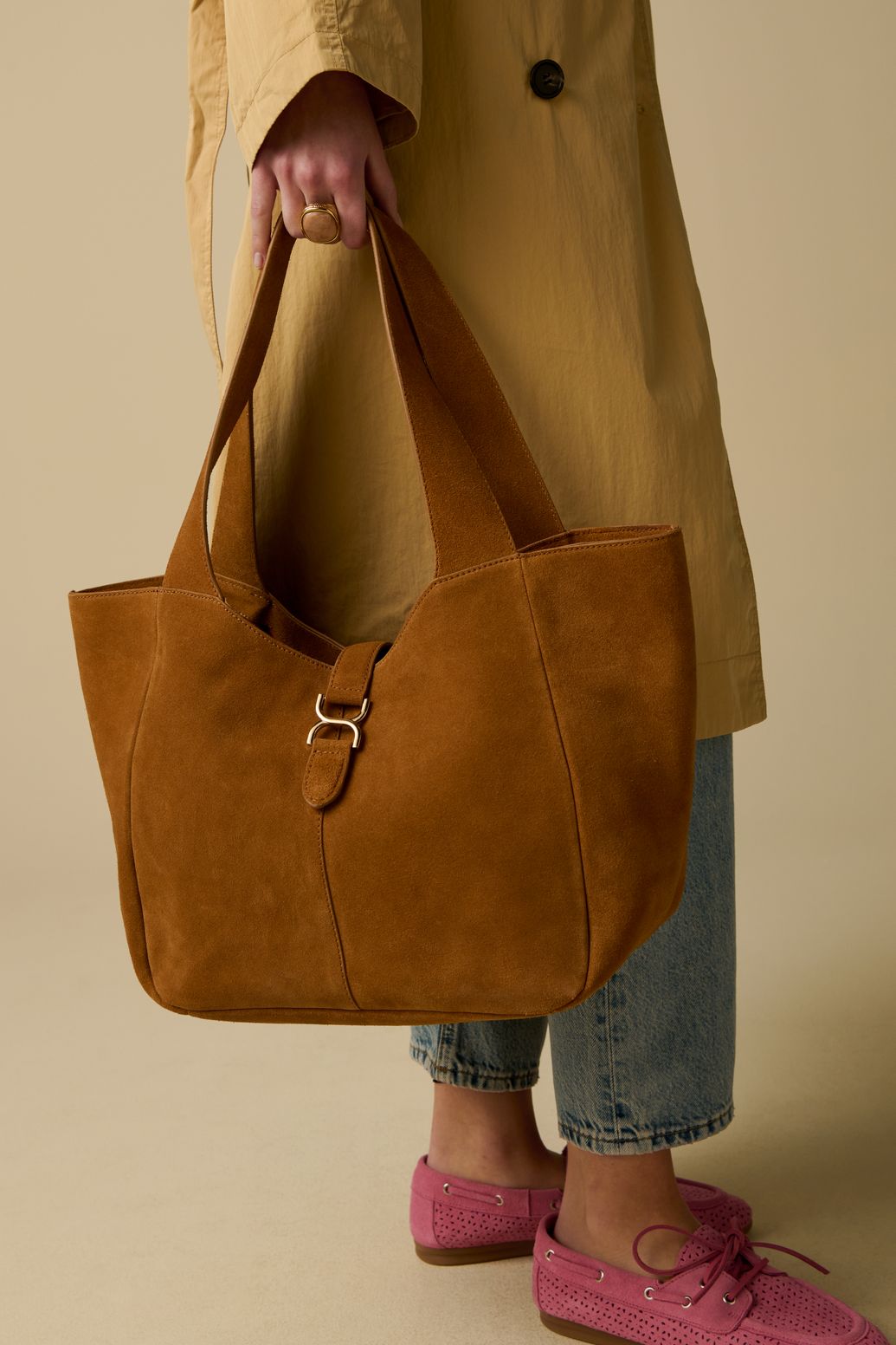 Bruine suède shopper