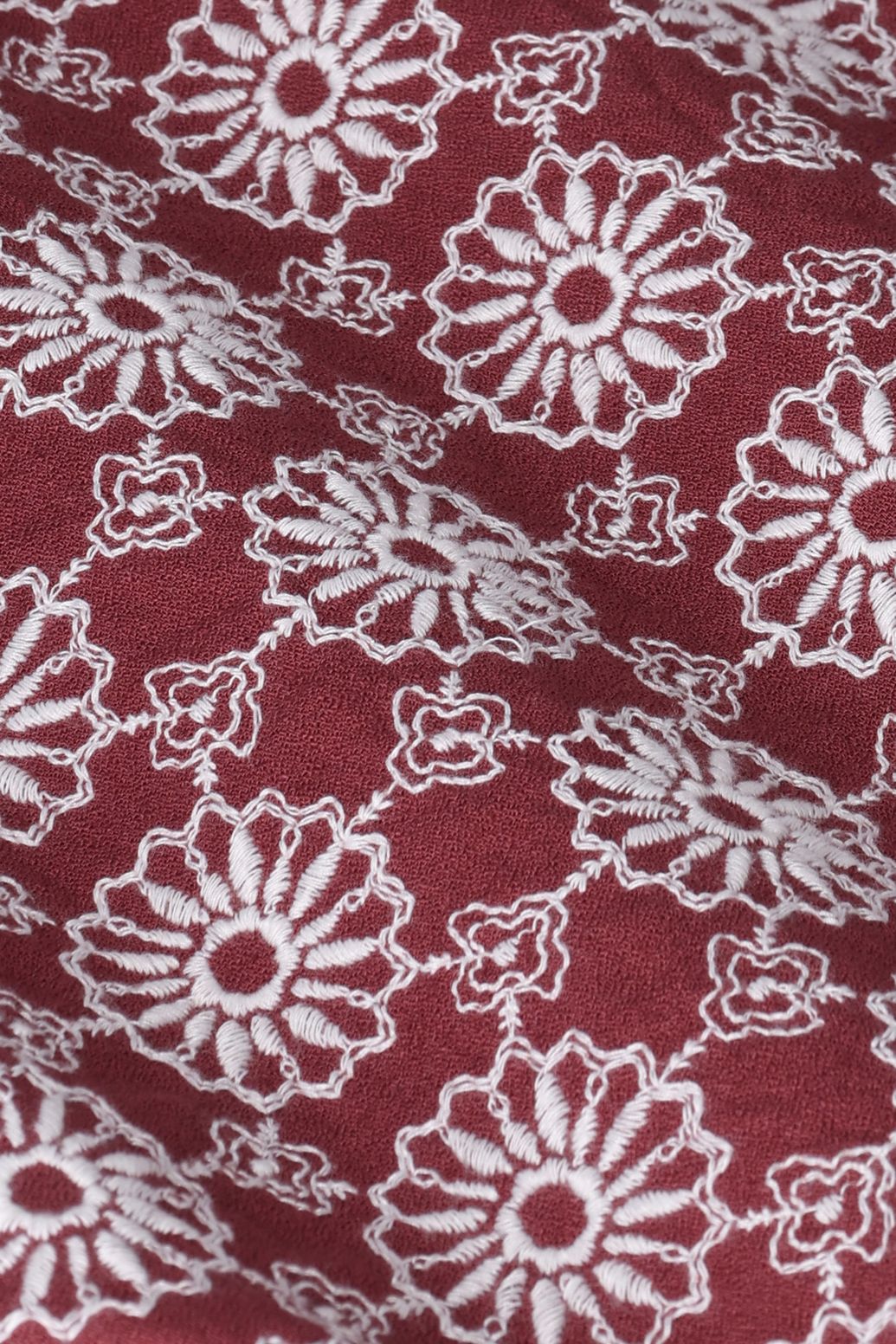 Kurzarmhemd mit Stickerei - dunkelrot