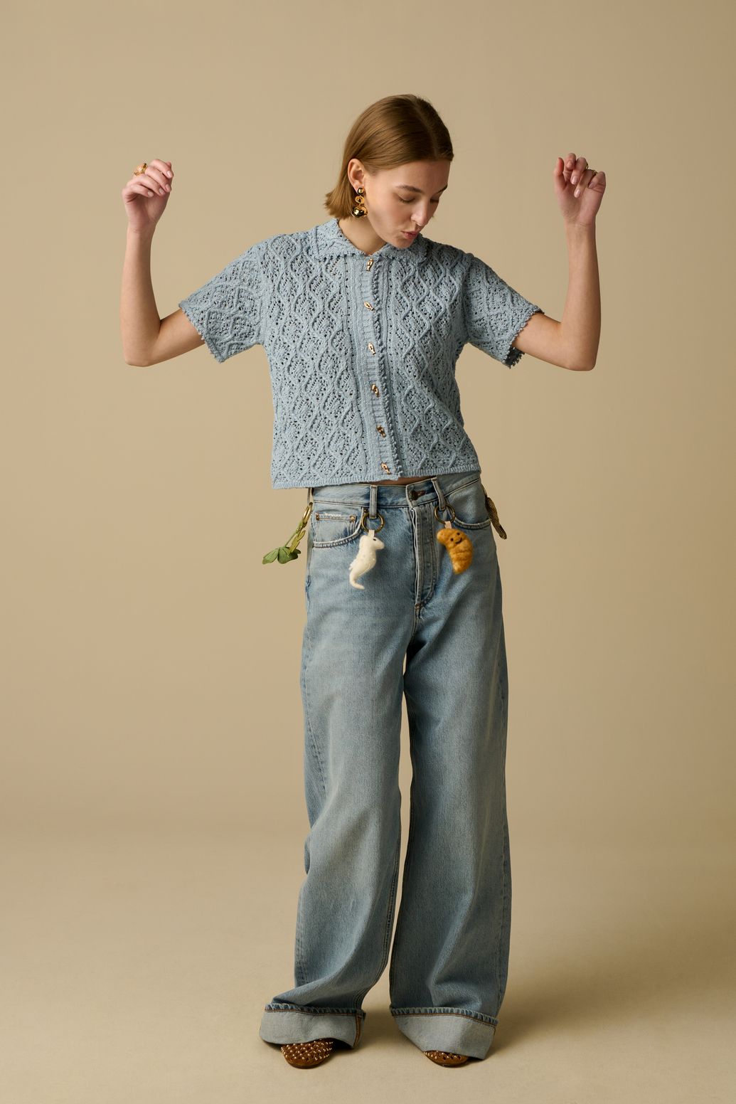 Charm de sac hippocampe en feutre - blanc