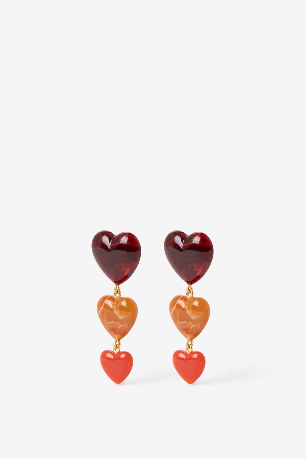 Boucles d'oreilles en résine avec cœurs - multicolore