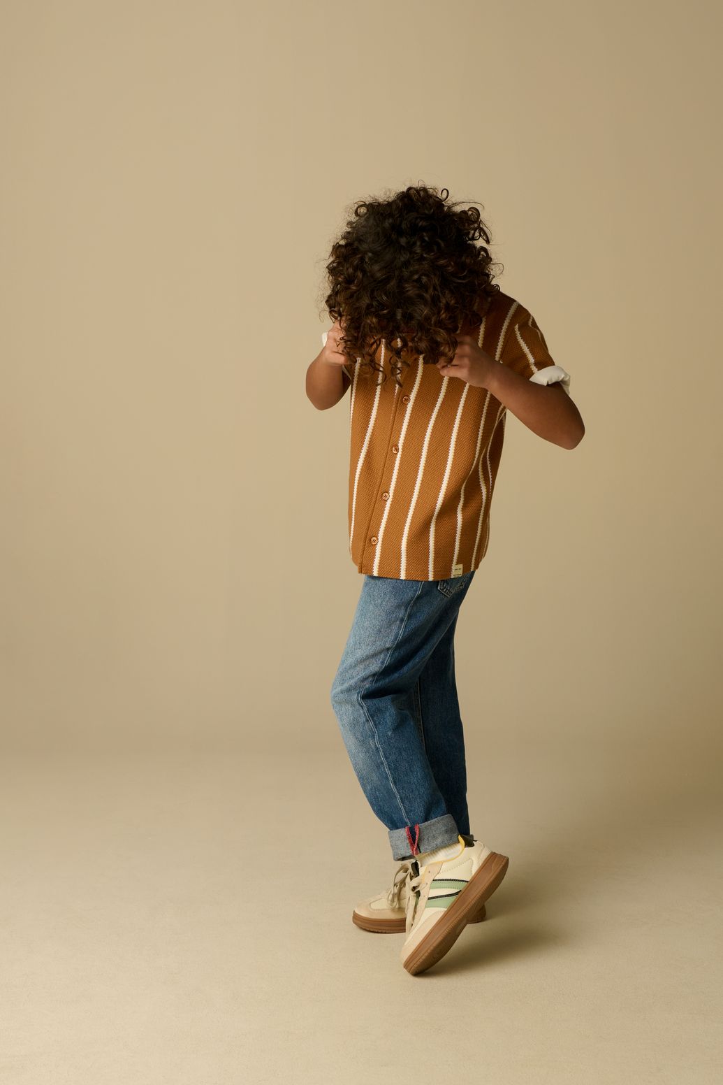 Bruin gestreept overhemd