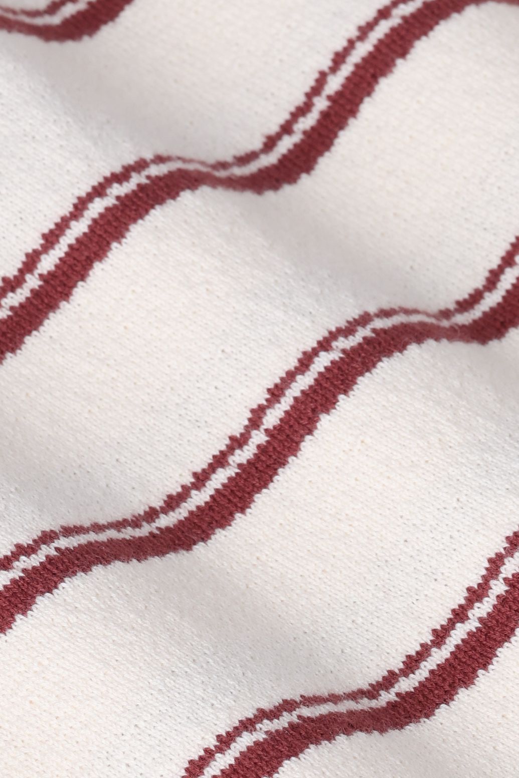 Gestreiftes Strick-Polo - dunkelrot