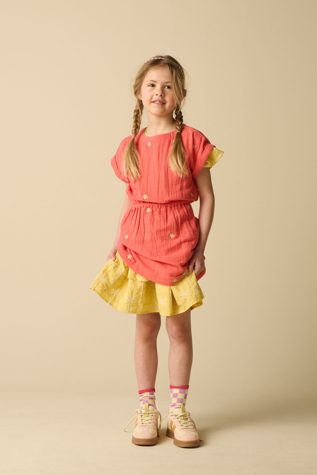 Oranje jurk met embroidery