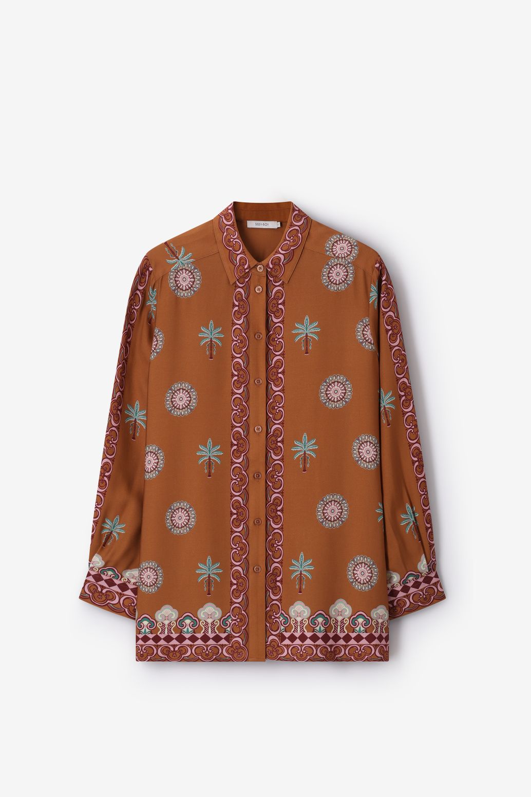 Blouse avec imprimé palmiers - marron