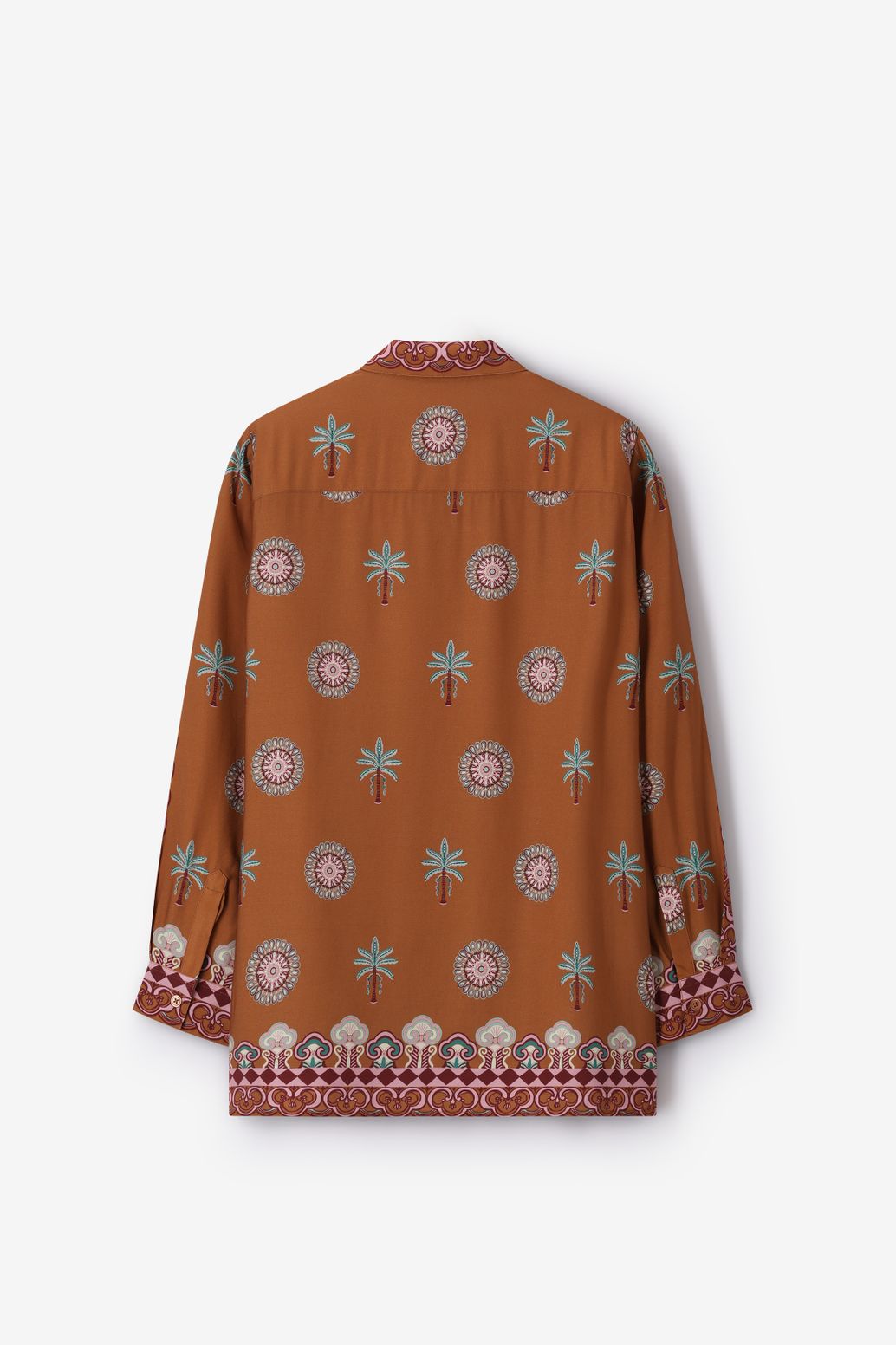 Bluse mit Palmenmuster - braun