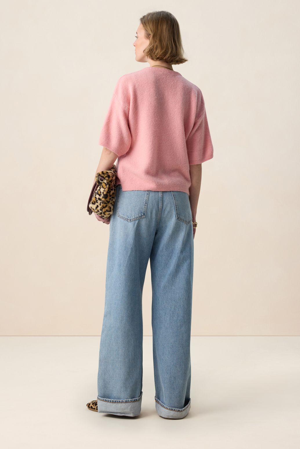 Lichtroze gebreid vest