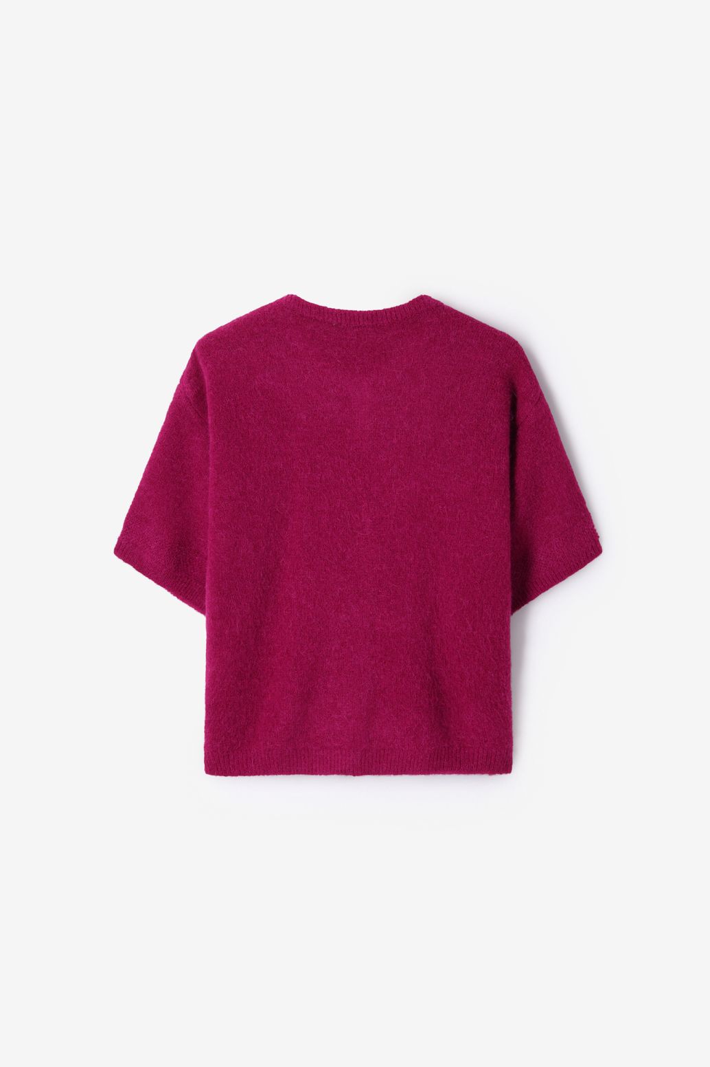 Donkerroze gebreid vest