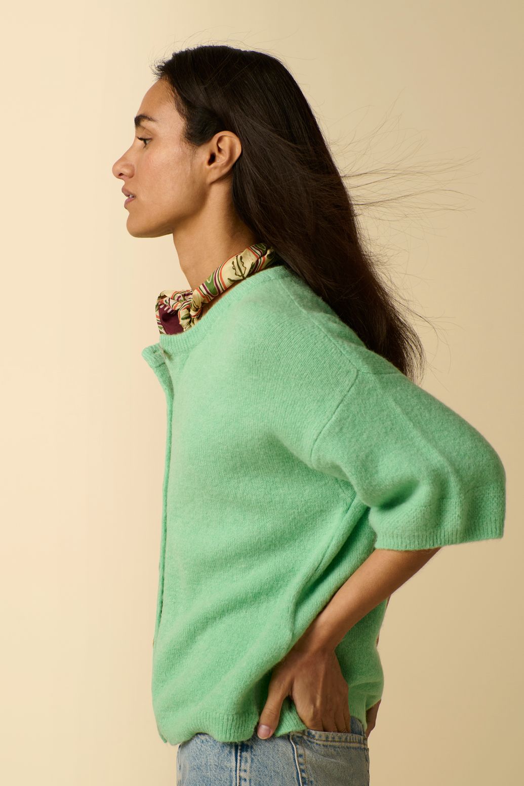 Gilet tricoté - vert clair