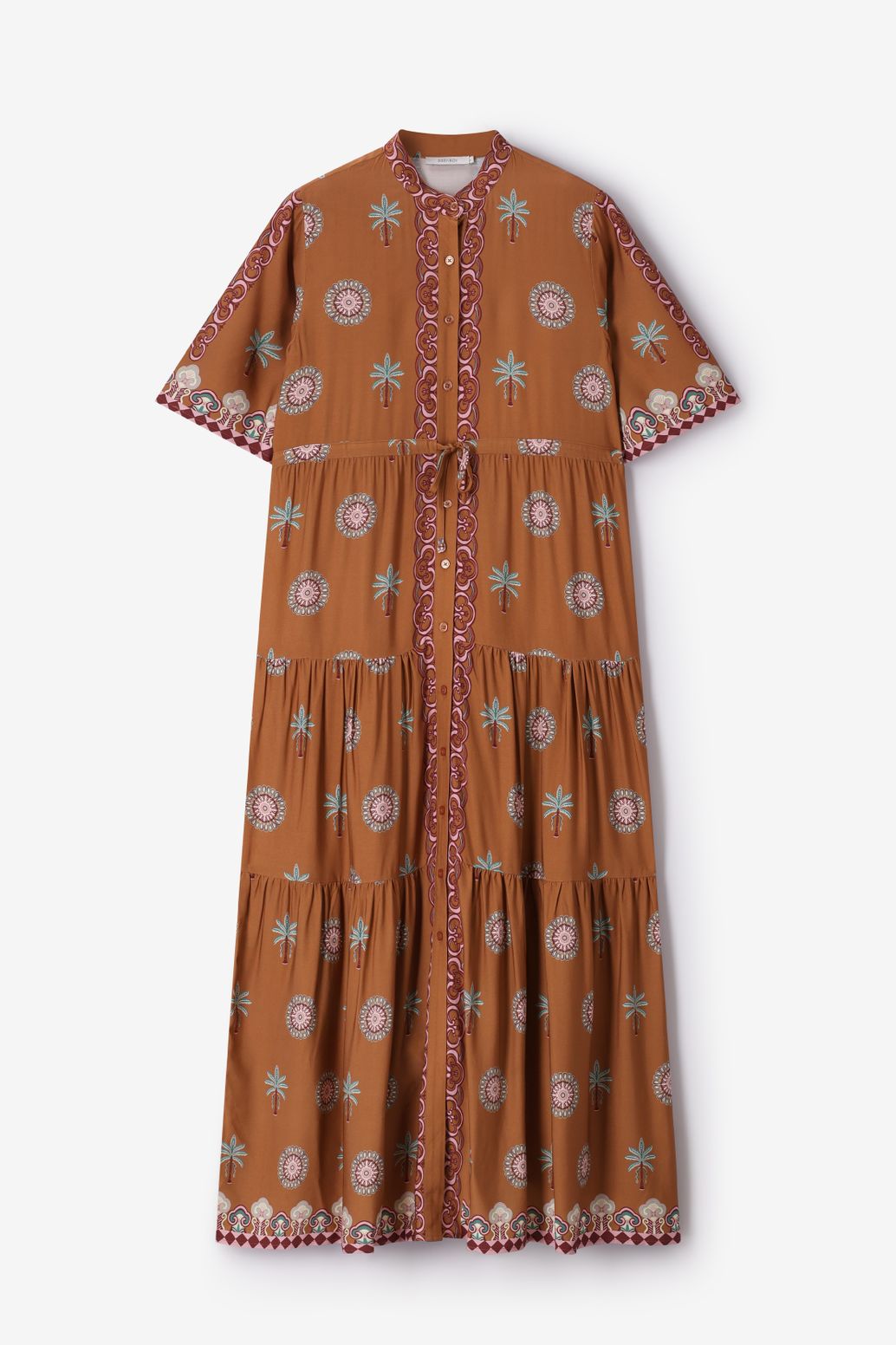 Maxi-Kleid mit Palmenmuster - braun