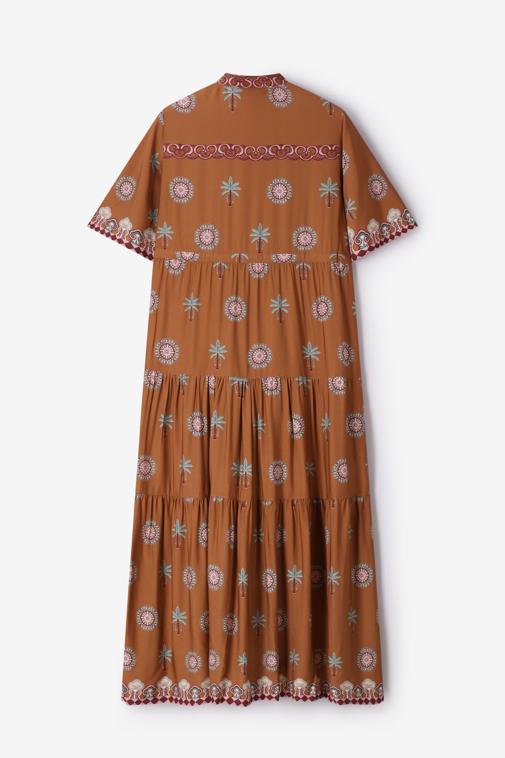 Bruine maxi jurk met palm print