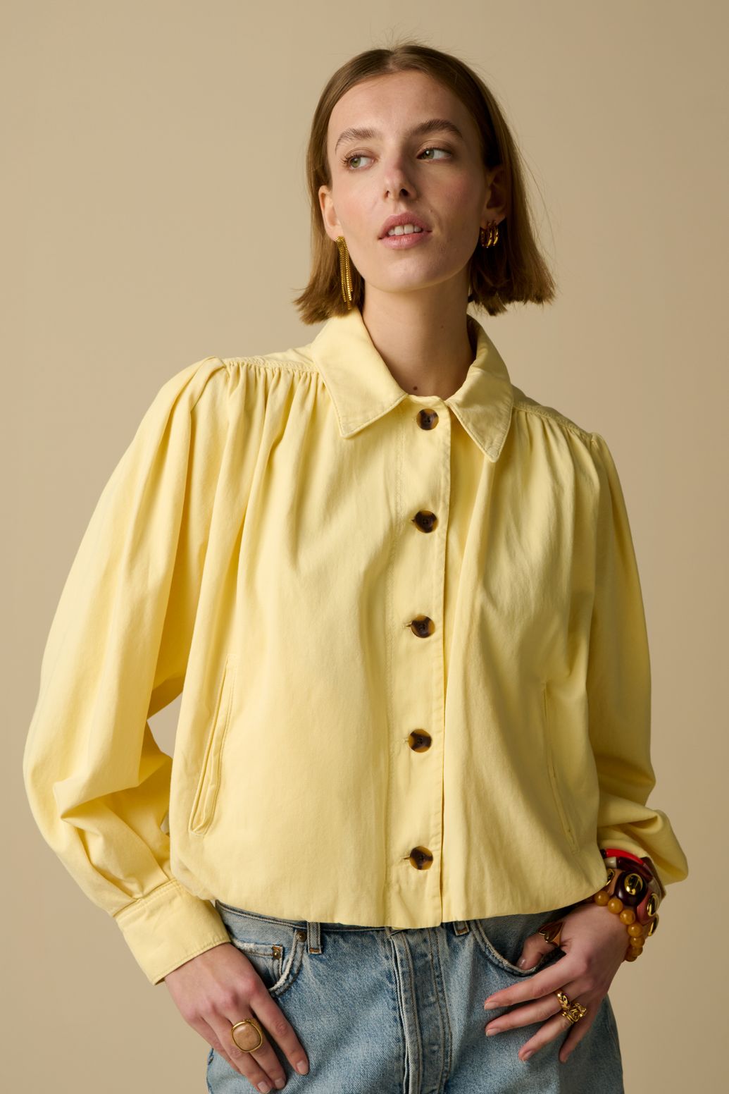 Veste avec manches ballon - jaune