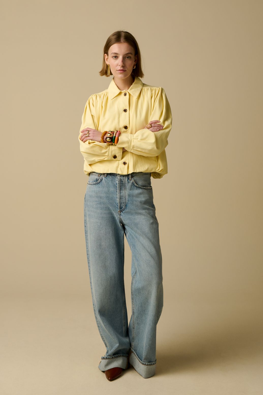 Veste avec manches ballon - jaune