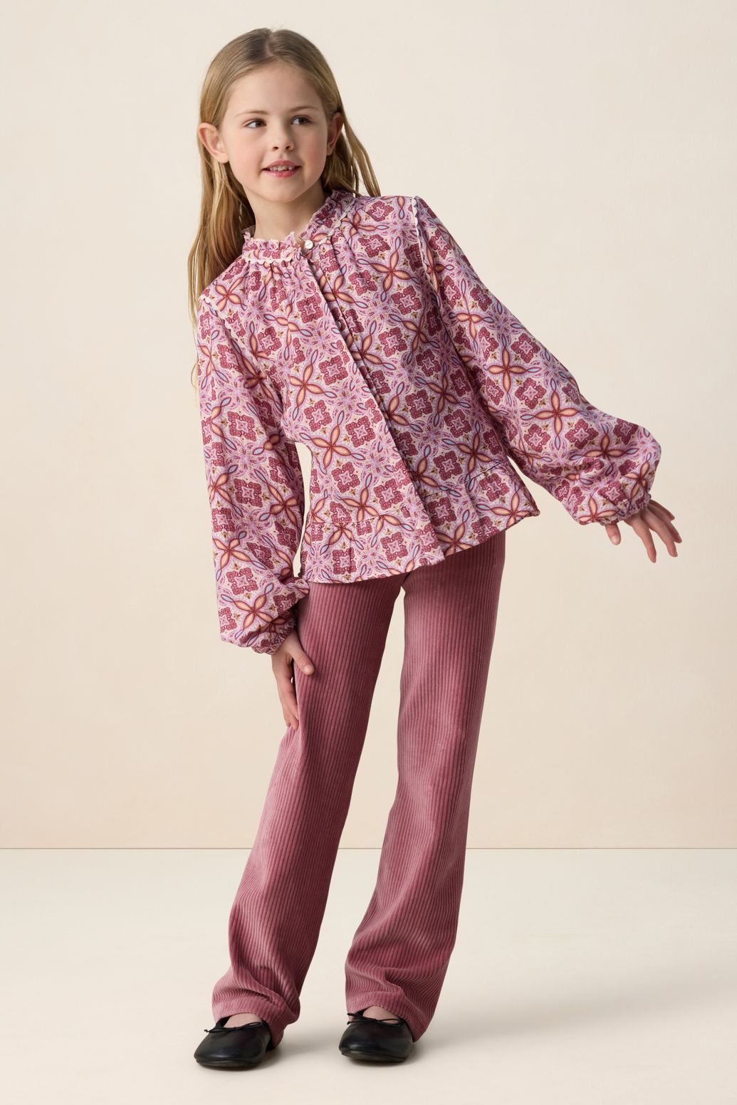 Legging côtelé droit - rose