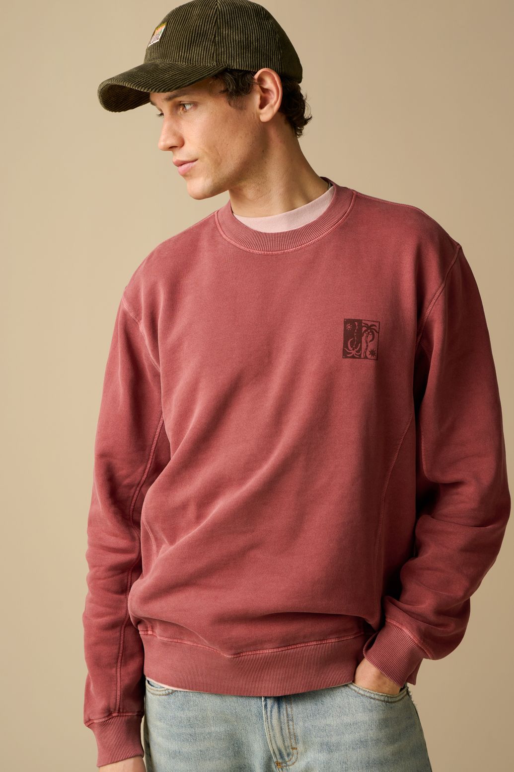 Sweat avec illustration - rouge foncé