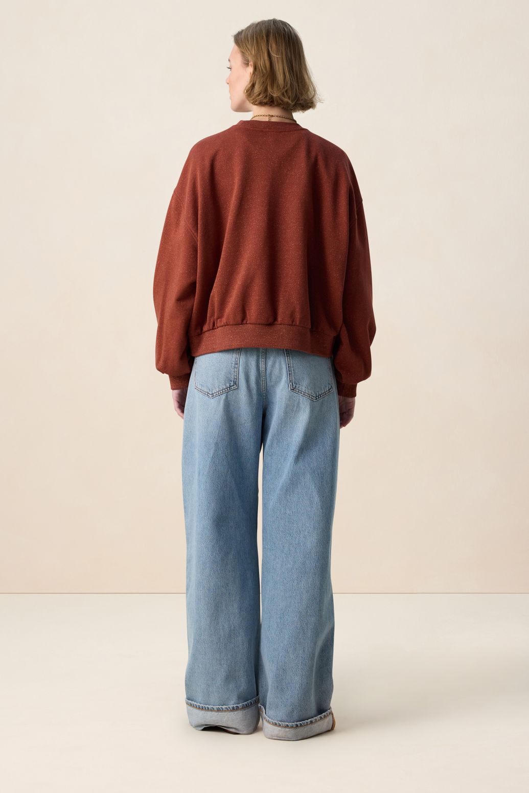 Sweat avec lurex - rouge foncé