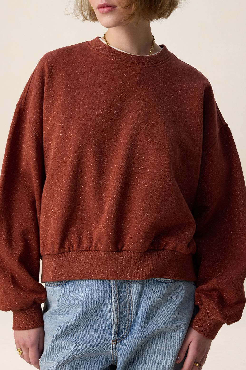 Sweat avec lurex - rouge foncé