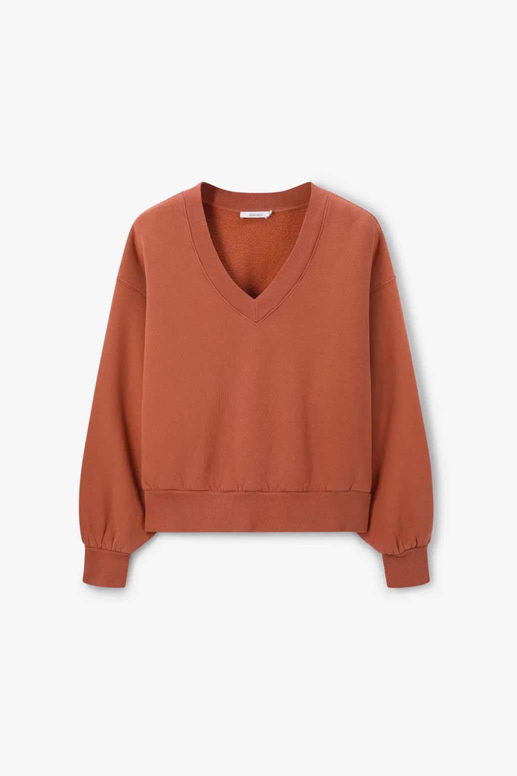 Sweat col V - marron foncé