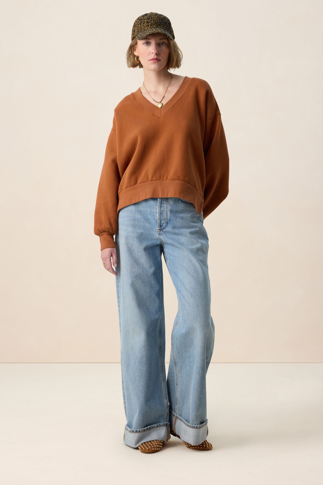 Donkerbruine v-hals sweater