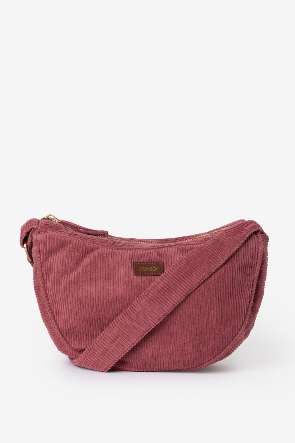 Donkerroze corduroy crossbody tas