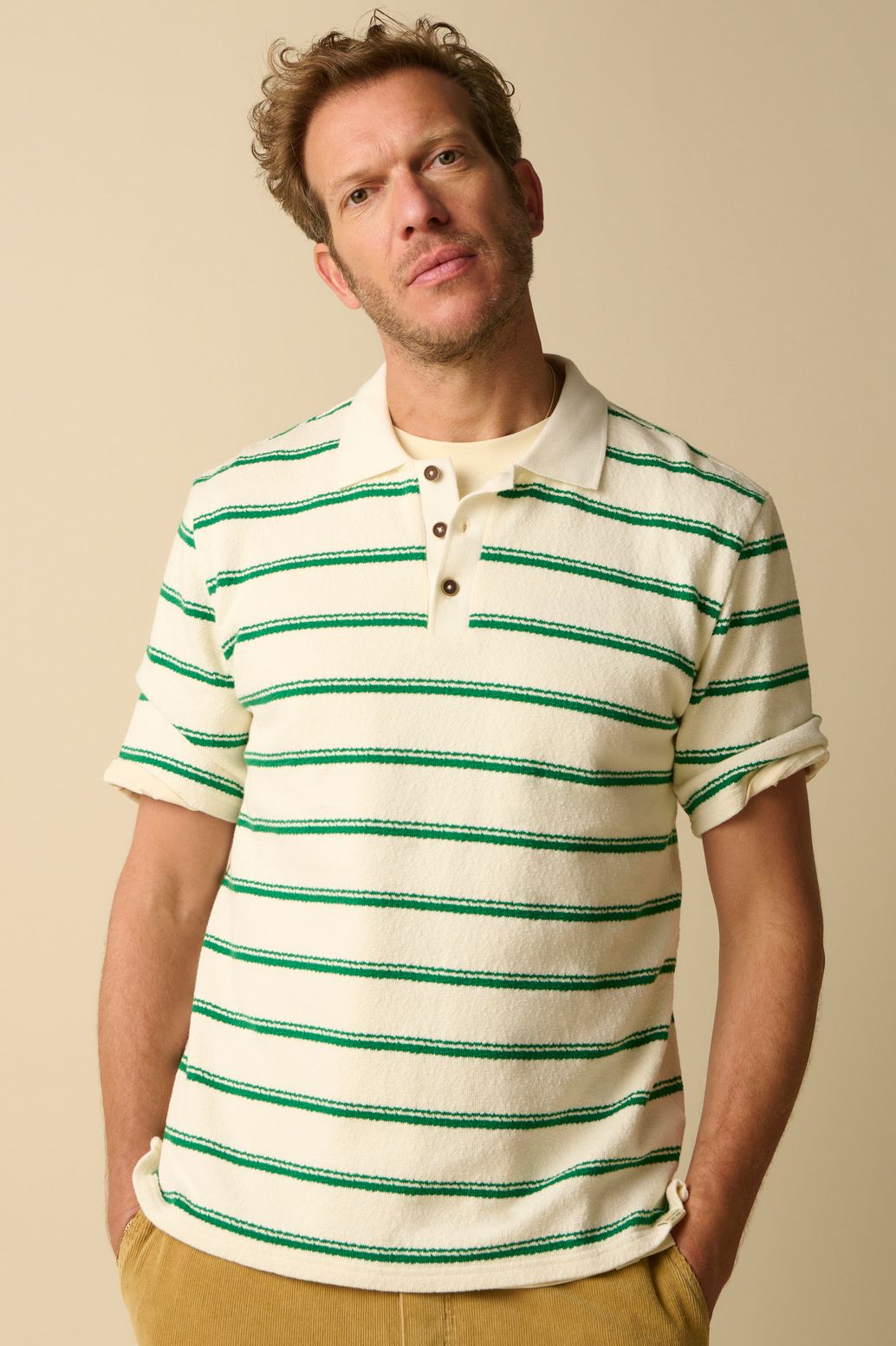 Gestreiftes Polo - dunkelgrün