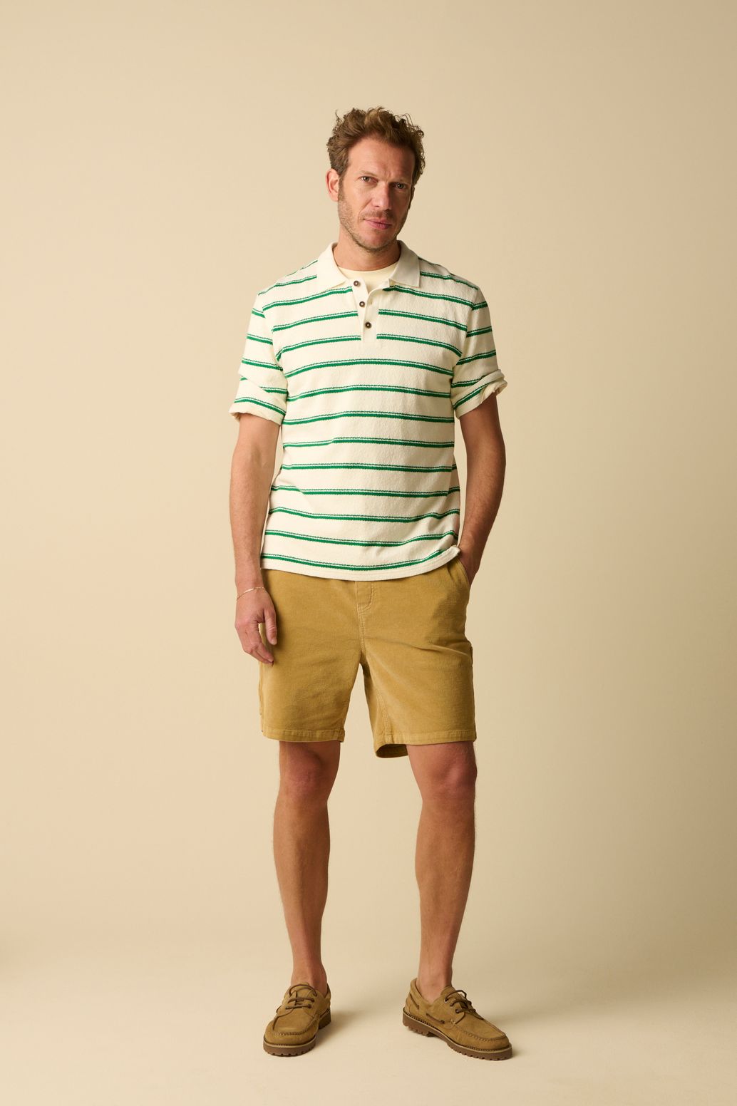 Gestreiftes Polo - dunkelgrün