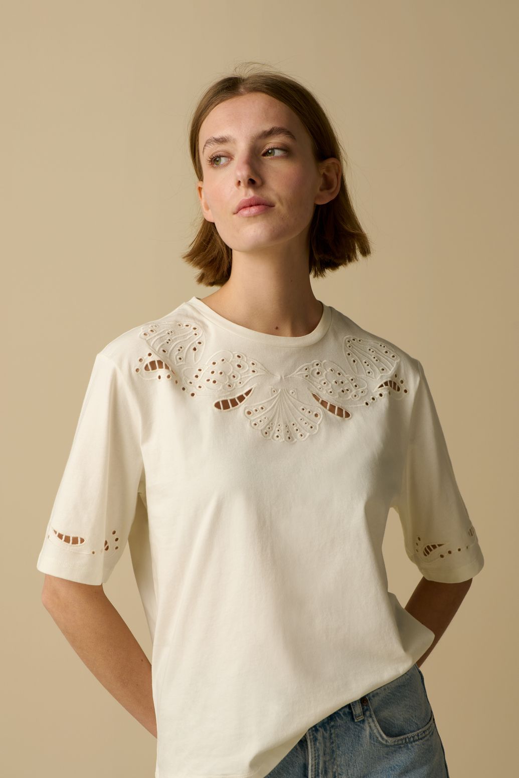 Wit T-shirt met embroidery
