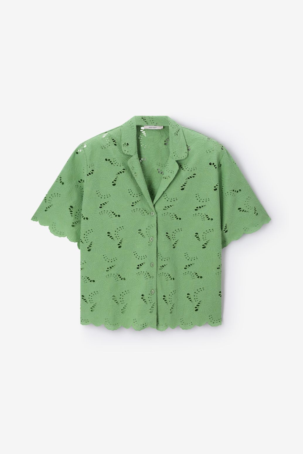 Groene blouse met broderie