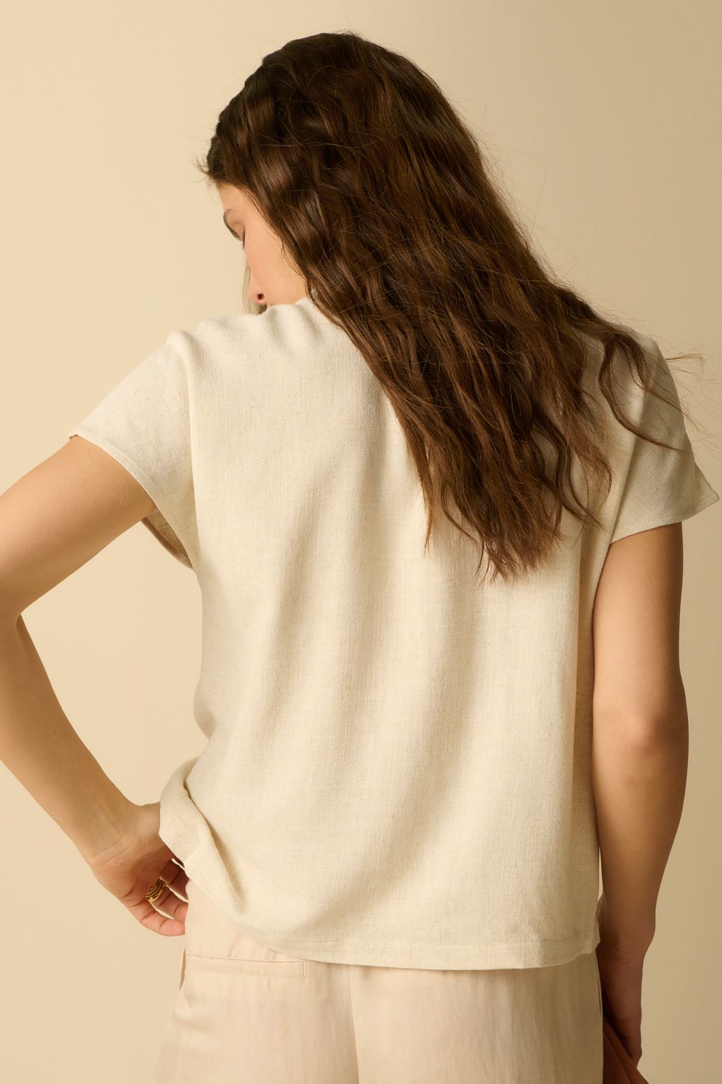 Blouse à manches courtes - beige
