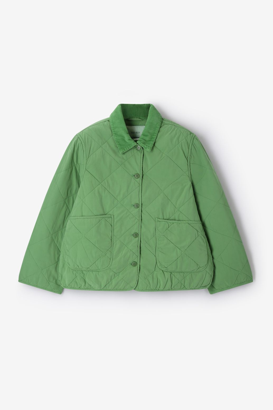 Veste matelassée avec col en velours côtelé - vert