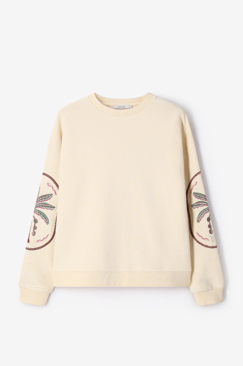 Lichtgele sweater met embroidery