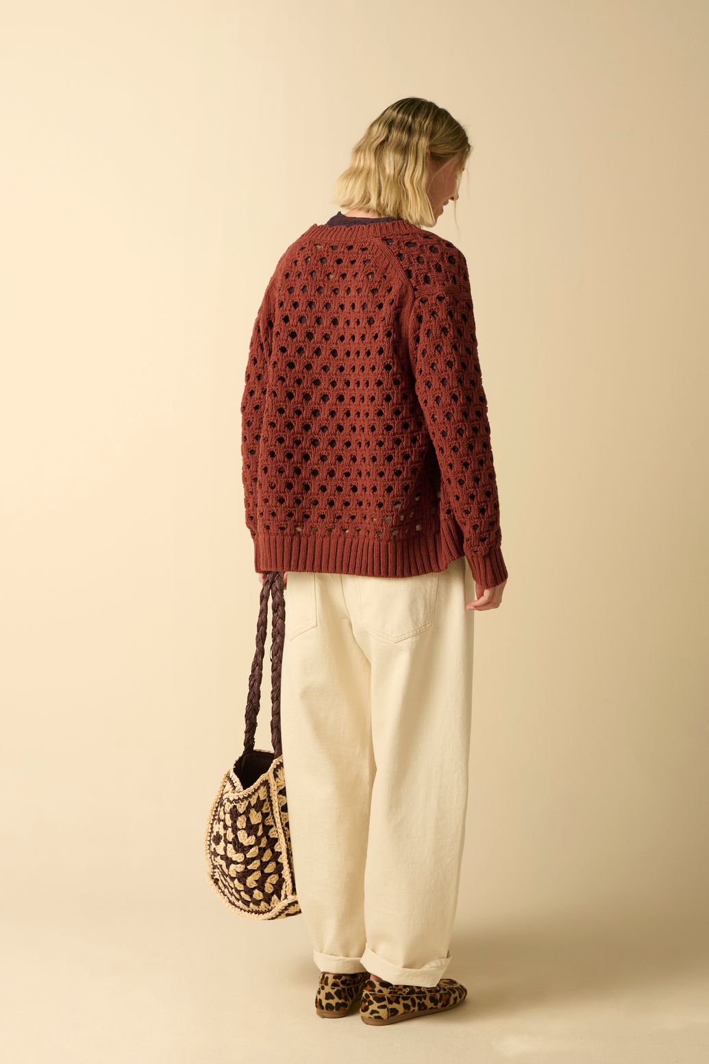 Gilet ajouré - rouge foncé