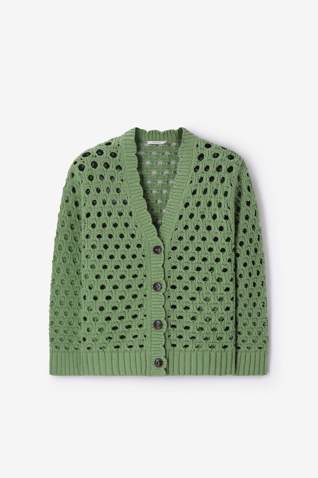 Strickjacke mit Lochmuster - grün