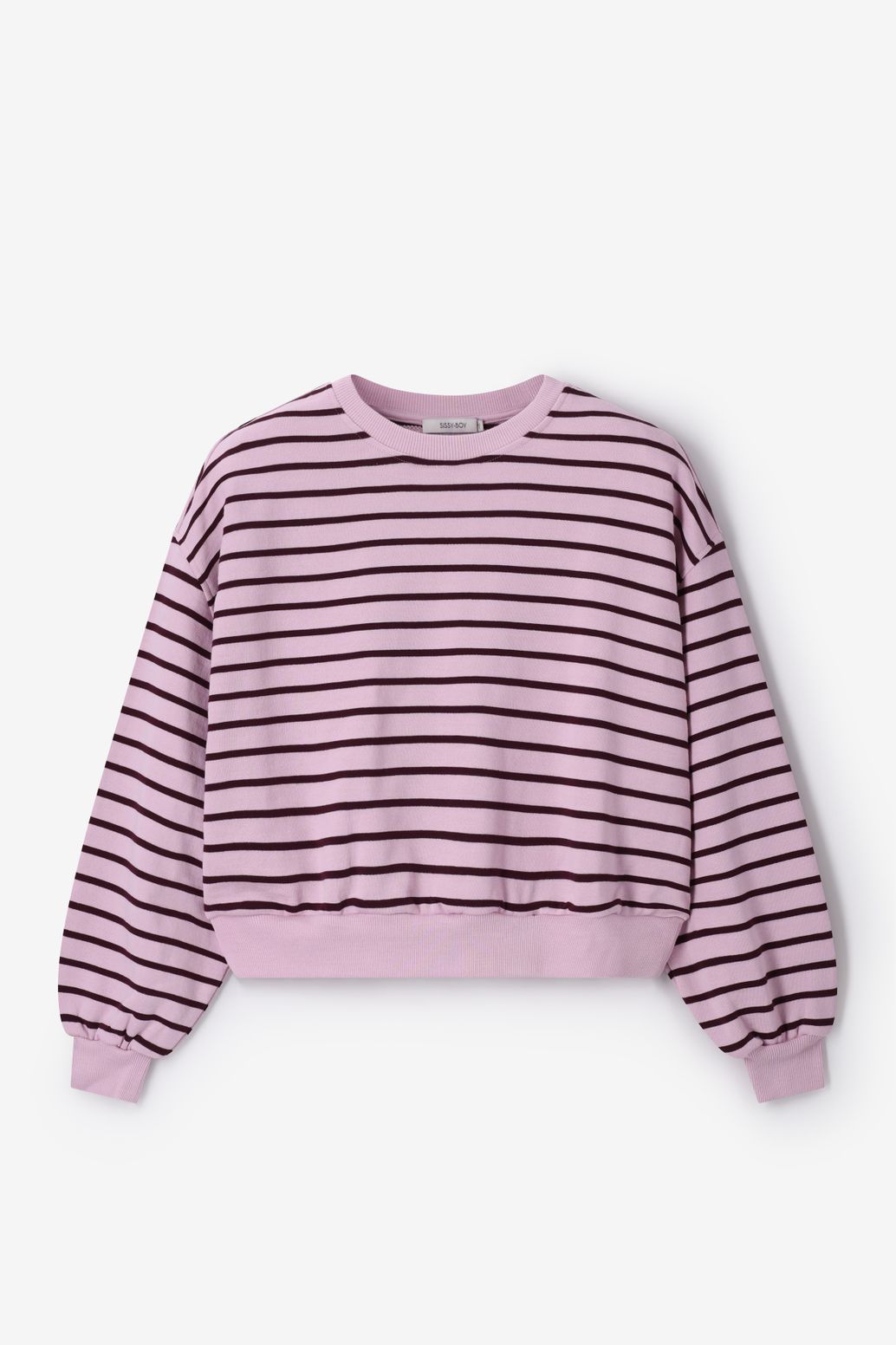 Lichtroze gestreepte sweater