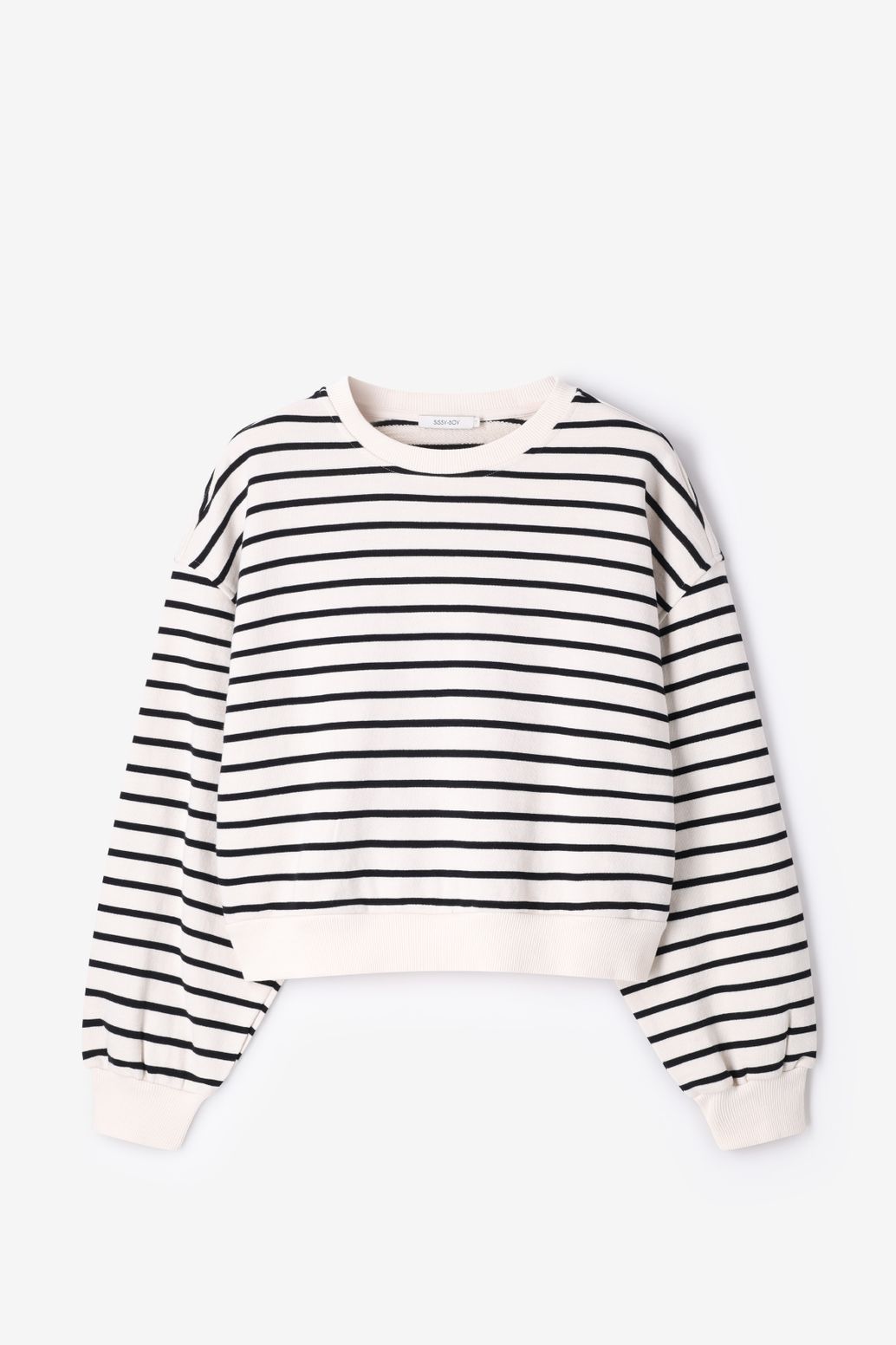 Gestreifter Oversize-Sweater - weiß