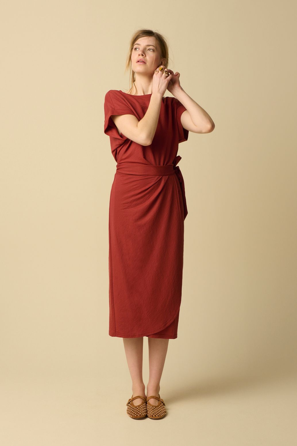 Jersey-Kleid - dunkelrot