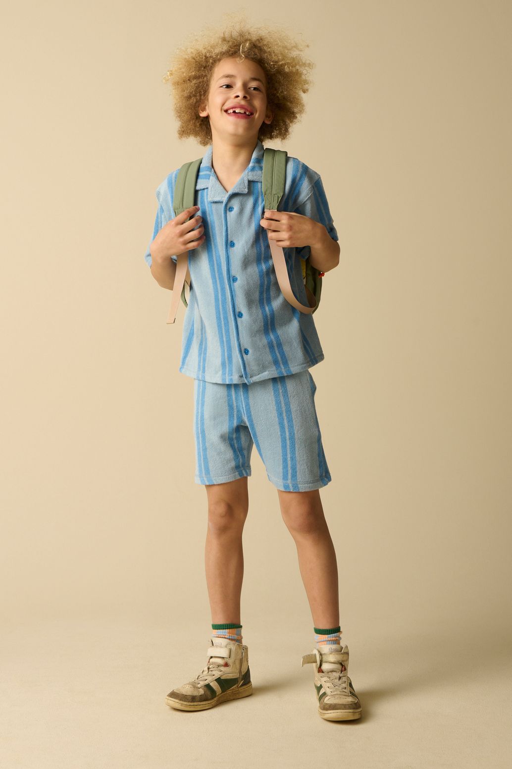 Chemise en tissu éponge avec rayures - bleu