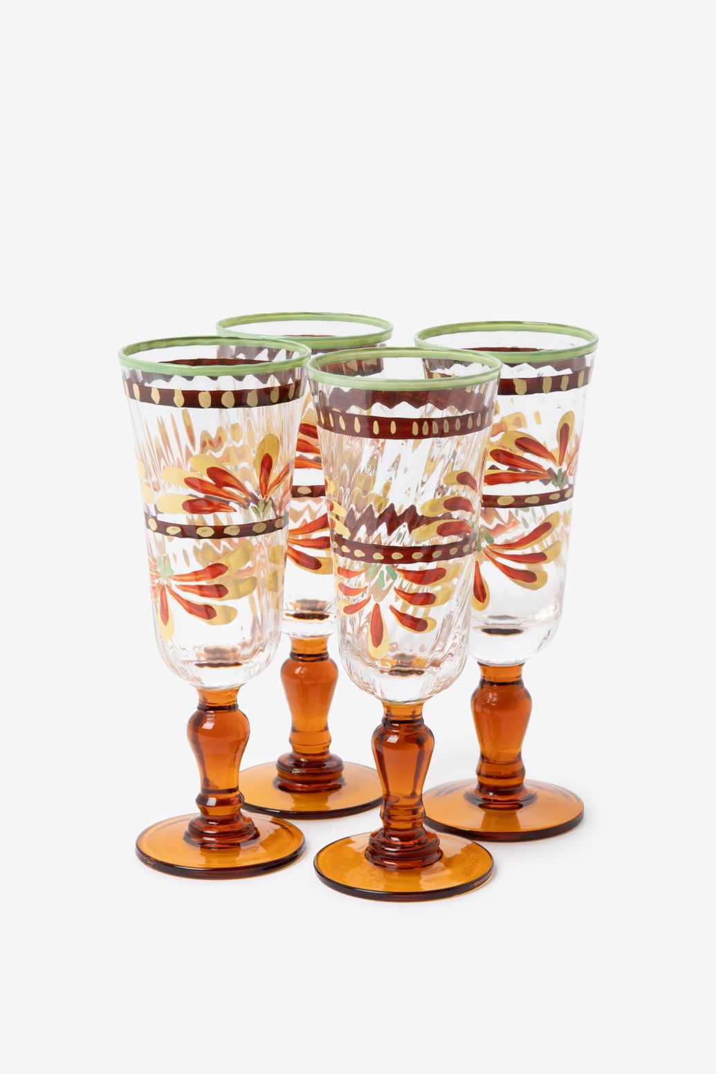 Multicolour aperitief glazen met bloemen